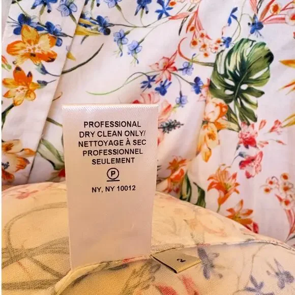 Hellessy Fitted Tie Front Floral Blouse with Ruffled Peplum Plunging V Neck s 2 - Picture 14 of 16